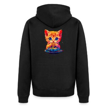 Motif de chat mignon avec des nouilles - Veste à capuche bio Premium Unisexe - noir - Dos - Nico (187cm)