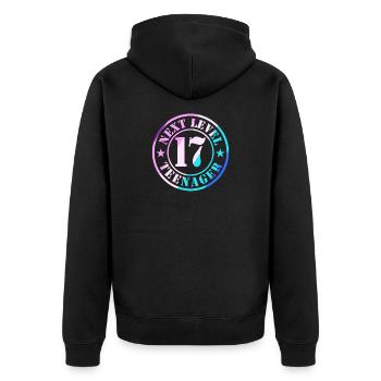 17. Geburtstag Junge Mädchen Teenager Level 17 - Unisex Premium Bio Zip Hoodie - Schwarz - Hinten - Nico (187cm)