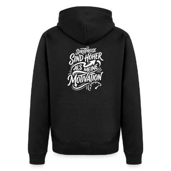 Spritpreise sind meine Motivation - Unisex Premium Bio Zip Hoodie - Schwarz - Hinten - Nico (187cm)