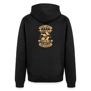 Dino Nugget Daydreams - Unisex Premium Organic Zip Hoodie - black - Back - Nico (187cm)