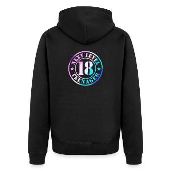 18. Geburtstag Junge Mädchen Teenager Level 18 - Unisex Premium Bio Zip Hoodie - Schwarz - Hinten - Nico (187cm)