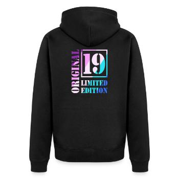 19th Birthday Boy Girl Teenager Original 19 - Unisex Premium Organic Zip Hoodie - black - Back - Nico (187cm)