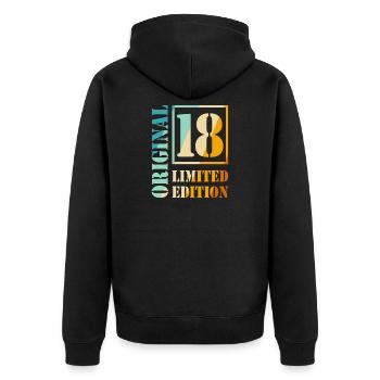 18. Geburtstag Junge Mädchen Teenager Original 18 - Unisex Premium Bio Zip Hoodie - Schwarz - Hinten - Nico (187cm)
