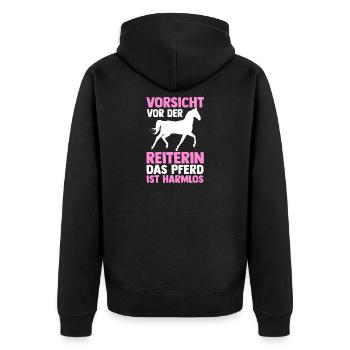 Reiten Pferdeliebhaber Reiterhof Pferde - Unisex Premium Bio Zip Hoodie - Schwarz - Hinten - Nico (187cm)