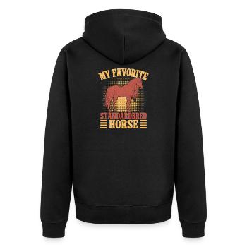 Hobby Horse Rider Favorite Standardbred Horse - Unisex Premium Bio Zip Hoodie - Schwarz - Hinten - Nico (187cm)
