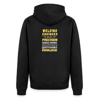 Welding Engineer We Do Precision Work Funny Quotes - Unisex Premium Organic Zip Hoodie - black - Back - Nico (187cm)
