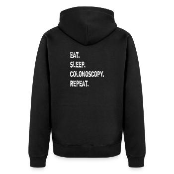 Eat Sleep Colonoscopy Repeat - Unisex Premium Organic Zip Hoodie - black - Back - Nico (187cm)