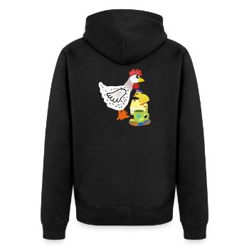 Frühstück Huhn Kuchen Küken Duo - Unisex Premium Bio Zip Hoodie - Schwarz - Hinten - Nico (187cm)