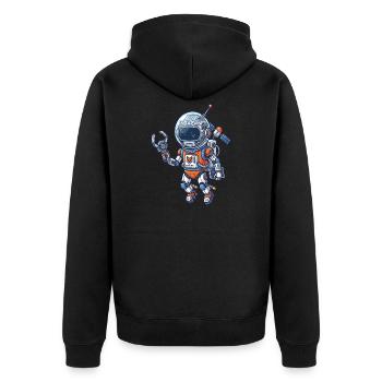 Astronaut Robot in Orange Blue Suit - Unisex Premium Organic Zip Hoodie - black - Back - Nico (187cm)