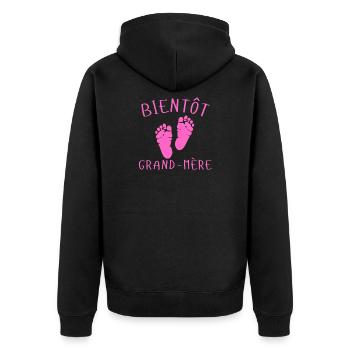 Bientôt Grand-Mère Pieds Roses - Veste à capuche bio Premium Unisexe - noir - Dos - Nico (187cm)