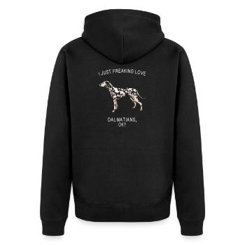 Dalmatiner-Liebe: Bold Canine Tee - Unisex Premium Bio Zip Hoodie - Schwarz - Hinten - Nico (187cm)