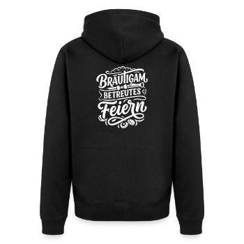 Bräutigam Betreutes Feiern - Unisex Premium Bio Zip Hoodie - Schwarz - Hinten - Nico (187cm)
