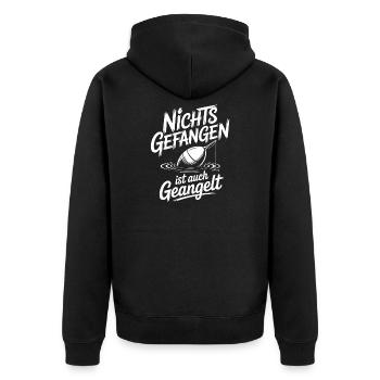 Angel Spruch lustig - Unisex Premium Bio Zip Hoodie - Schwarz - Hinten - Nico (187cm)