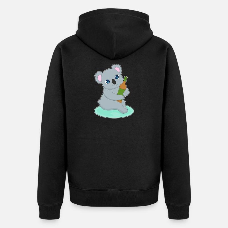 Bouteille de bière Koala - Veste à capuche bio Premium Unisexe - noir