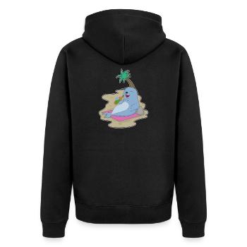 Seehund Flasche Bier - Unisex Premium Bio Zip Hoodie - Schwarz - Hinten - Nico (187cm)