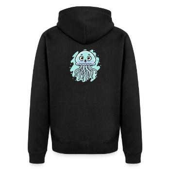 Kuschelige Meeresqualle Cartoon - Unisex Premium Bio Zip Hoodie - Schwarz - Hinten - Nico (187cm)