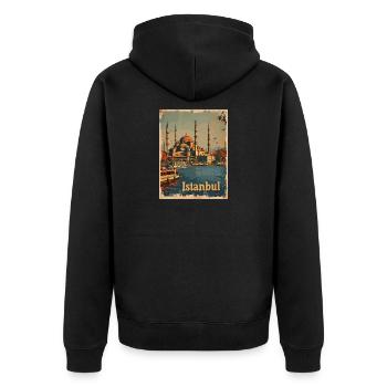 Istanbul Skyline Bosporus Moschee - Unisex Premium Bio Zip Hoodie - Schwarz - Hinten - Nico (187cm)