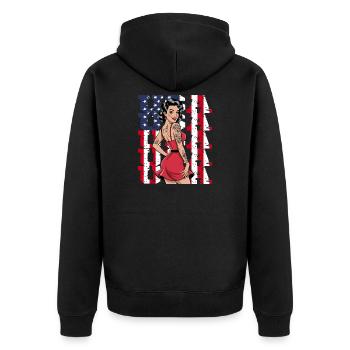 USA Retro Pin-Up Tattoo Style - Unisex Premium Organic Zip Hoodie - black - Back - Nico (187cm)