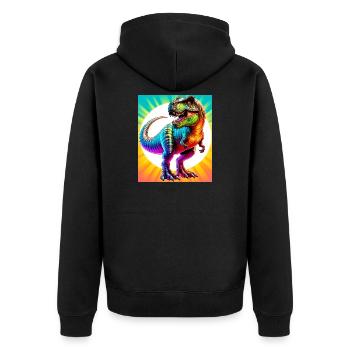 Dinosaurier - Unisex Premium Bio Zip Hoodie - Schwarz - Hinten - Nico (187cm)