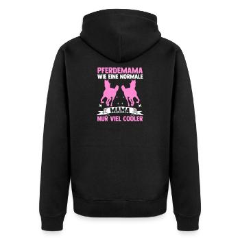 Reiten Mama Mutter Pferdeliebhaber Reiterhof Pferd - Unisex Premium Bio Zip Hoodie - Schwarz - Hinten - Nico (187cm)