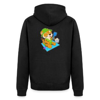 Tiger Strand Sand Sommer - Unisex Premium Bio Zip Hoodie - Schwarz - Hinten - Nico (187cm)