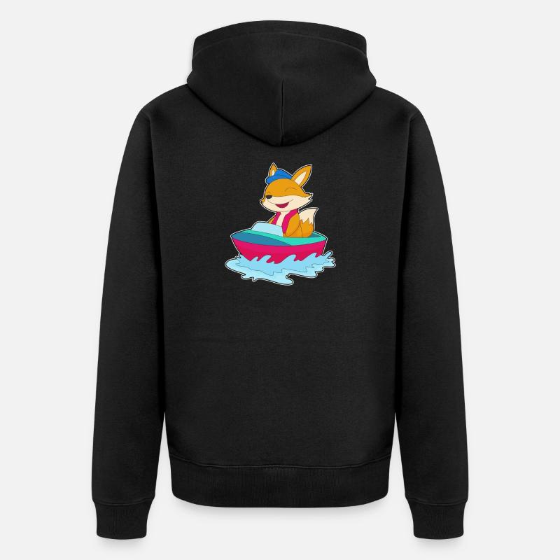 Fuchs kleines Boot - Unisex Premium Bio Zip Hoodie - Schwarz