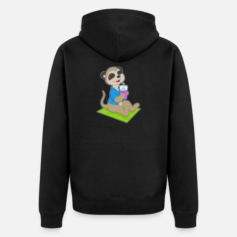 Erdmännchen Strand Getränk Sommer - Unisex Premium Bio Zip Hoodie - Schwarz