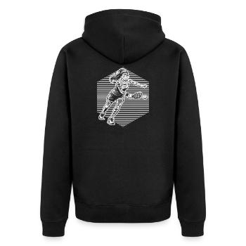 Pickleball Community Fans mit Pickleball Community - Unisex Premium Bio Zip Hoodie - Schwarz - Hinten - Nico (187cm)