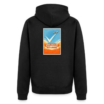 Ce qui monte est enregistré | Observateur d’avions - Veste à capuche bio Premium Unisexe - noir - Dos - Nico (187cm)