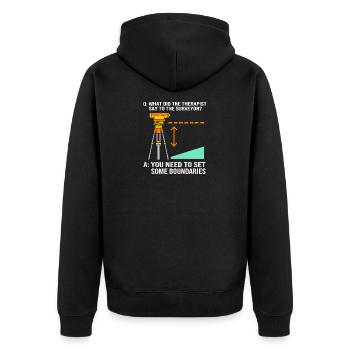 Landvermesser - Unisex Premium Bio Zip Hoodie - Schwarz - Hinten - Nico (187cm)