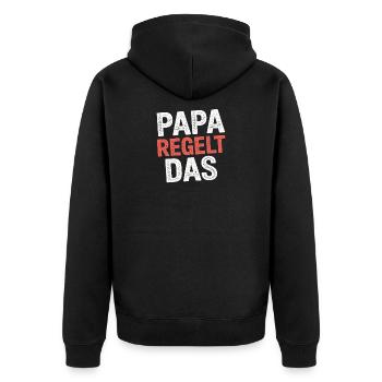 Dad settles the funny saying family man - Unisex Premium Organic Zip Hoodie - black - Back - Nico (187cm)