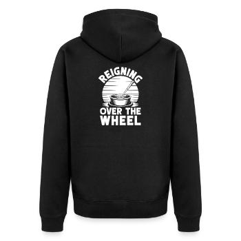 Pottery Artists Over The Wheel Pottery - Unisex Premium Bio Zip Hoodie - Schwarz - Hinten - Nico (187cm)
