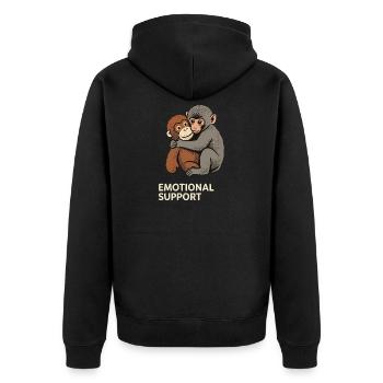 Emotional Support Baby Monkey Punch - Unisex Premium Bio Zip Hoodie - Schwarz - Hinten - Nico (187cm)