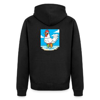 Sommerhuhn am Strand - Unisex Premium Bio Zip Hoodie - Schwarz - Hinten - Nico (187cm)