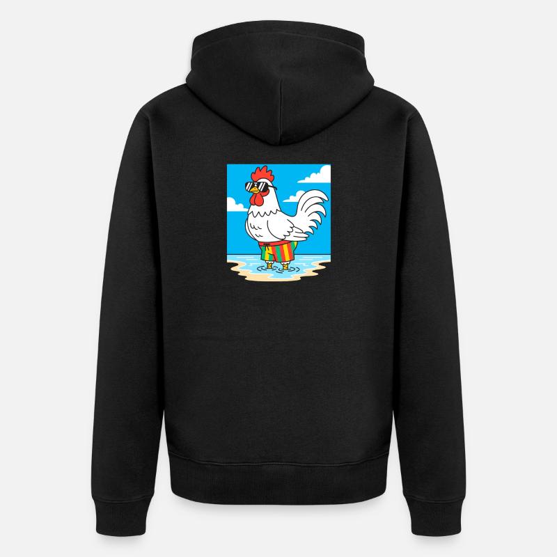 Poulet d’été sur la plage - Veste à capuche bio Premium Unisexe - noir