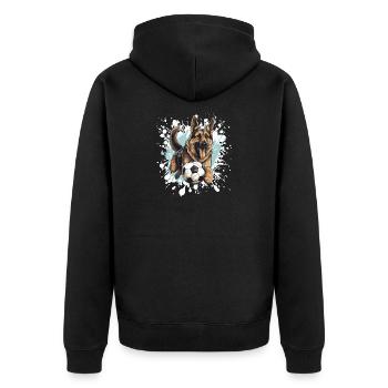 Schäferhund Hund Fussball Sport - Unisex Premium Bio Zip Hoodie - Schwarz - Hinten - Nico (187cm)