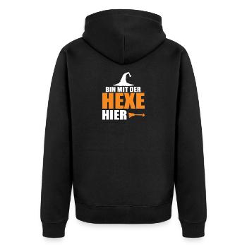 Bin mit der Hexe hier - Unisex Premium Bio Zip Hoodie - Schwarz - Hinten - Nico (187cm)