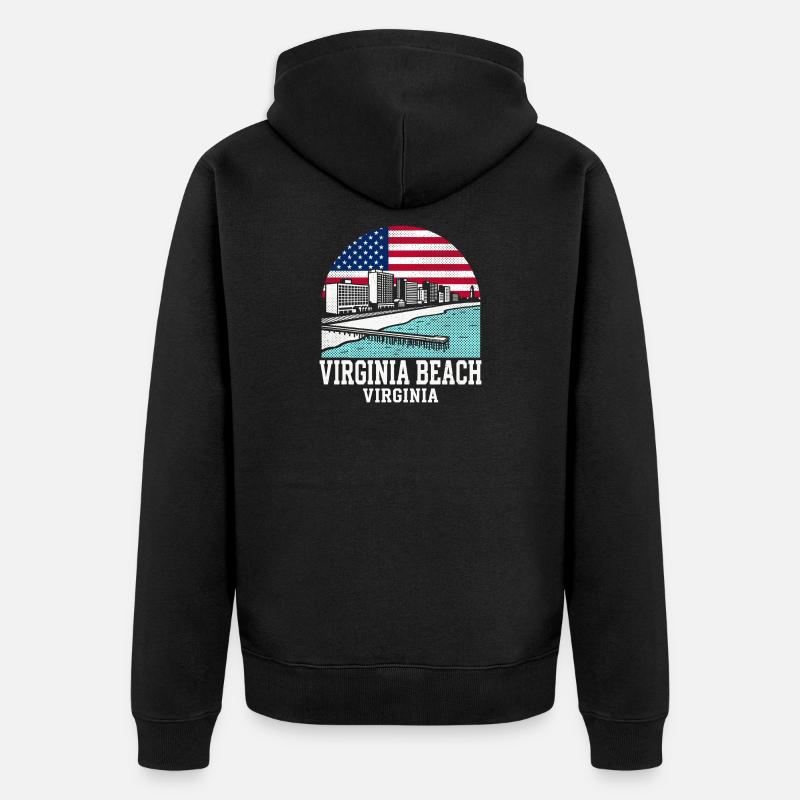 Drapeau américain de Virginia Beach City - Veste à capuche bio Premium Unisexe - noir