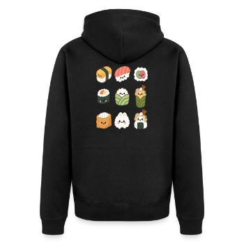 Kawaii Sushi-Freunde niedliches japanisches Essen Kunst - Unisex Premium Bio Zip Hoodie - Schwarz - Hinten - Nico (187cm)