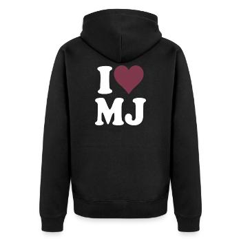 J’adore le design classique de cœur bourgogne - Veste à capuche bio Premium Unisexe - noir - Dos - Nico (187cm)