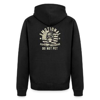 Emotional Support Husband Do Not Pet - Unisex Premium Organic Zip Hoodie - black - Back - Nico (187cm)