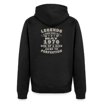 Geburtstagsgeschenk Mai 1976 - Unisex Premium Bio Zip Hoodie - Schwarz - Hinten - Nico (187cm)