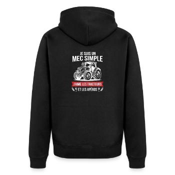 Humour Agriculteur Tracteur Passion Apéro Fun - Veste à capuche bio Premium Unisexe - noir - Dos - Nico (187cm)