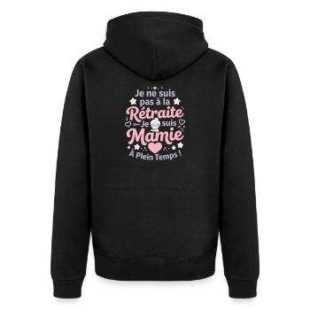 Mamie en Plein Temps - Veste à capuche bio Premium Unisexe - noir - Dos - Nico (187cm)