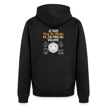 Prof de Maths Volume Humour - Veste à capuche bio Premium Unisexe - noir - Dos - Nico (187cm)