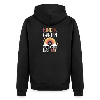 Kindergarten Ade Ich Lerne Jetzt Das ABC - Unisex Premium Bio Zip Hoodie - Schwarz - Hinten - Nico (187cm)