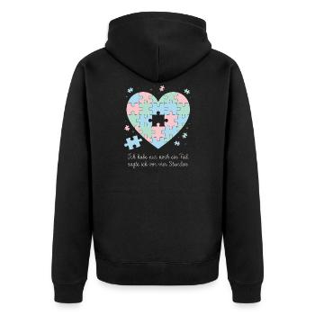 Puzzeln, Hobby, Geduld, Spruch Design - Unisex Premium Bio Zip Hoodie - Schwarz - Hinten - Nico (187cm)