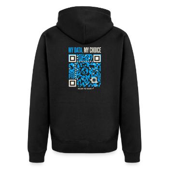 My Data My Choice - Unisex Premium Bio Zip Hoodie - Schwarz - Hinten - Nico (187cm)