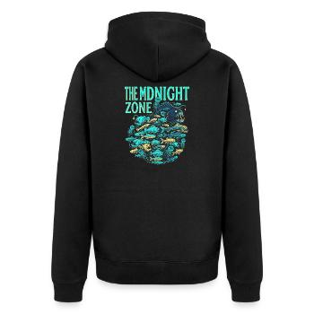 Midnight Pacific - Unisex Premium Bio Zip Hoodie - Schwarz - Hinten - Nico (187cm)