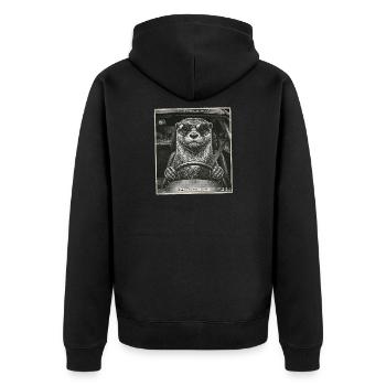 Otter Geblitzt - Unisex Premium Bio Zip Hoodie - Schwarz - Hinten - Nico (187cm)